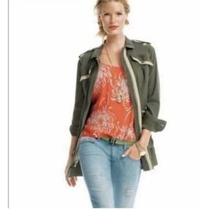 CAbi Army Green‎ Utility Military Anorak Cotton Blend Lightweight Jacket Small